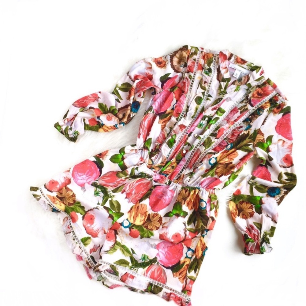 14th Place | vintage roses crochet ruffle romper